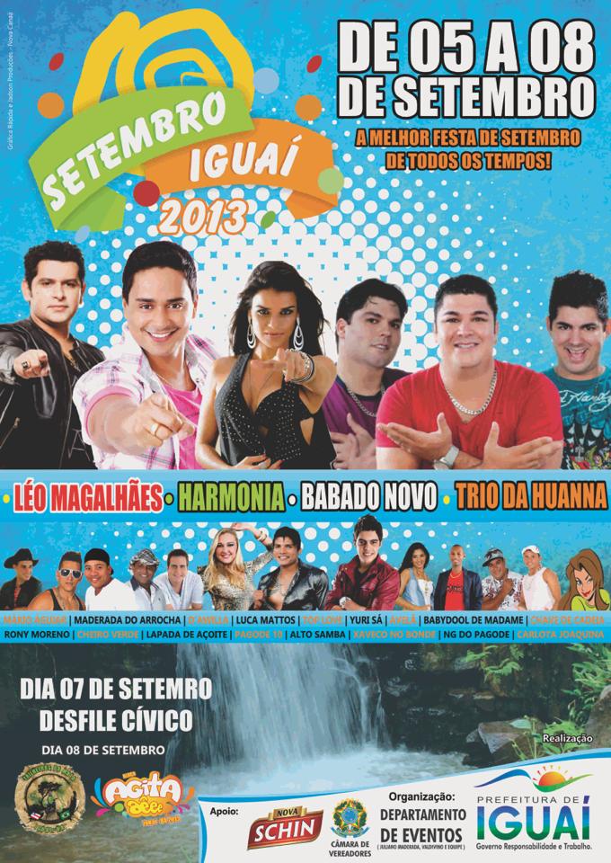 Cartaz da Festa de Setembro de Iguaí 2013 | Foto: reprodução do facebook
