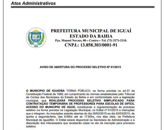 Diário Oficial do Município | Ano 4 - Nº 116 | Foto Reprodução