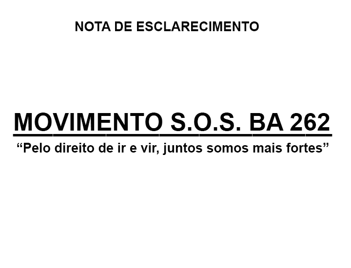 NOTA DE ESCLARECIMENTO SOS BA 262